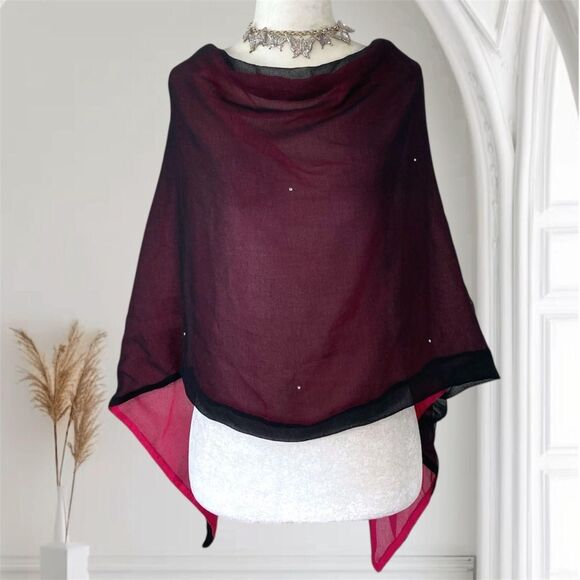 Purple Black Silver Studded Whimsygoth Bat Sleeve Shawl Sequin Top One Size OS - Picture 1 of 6